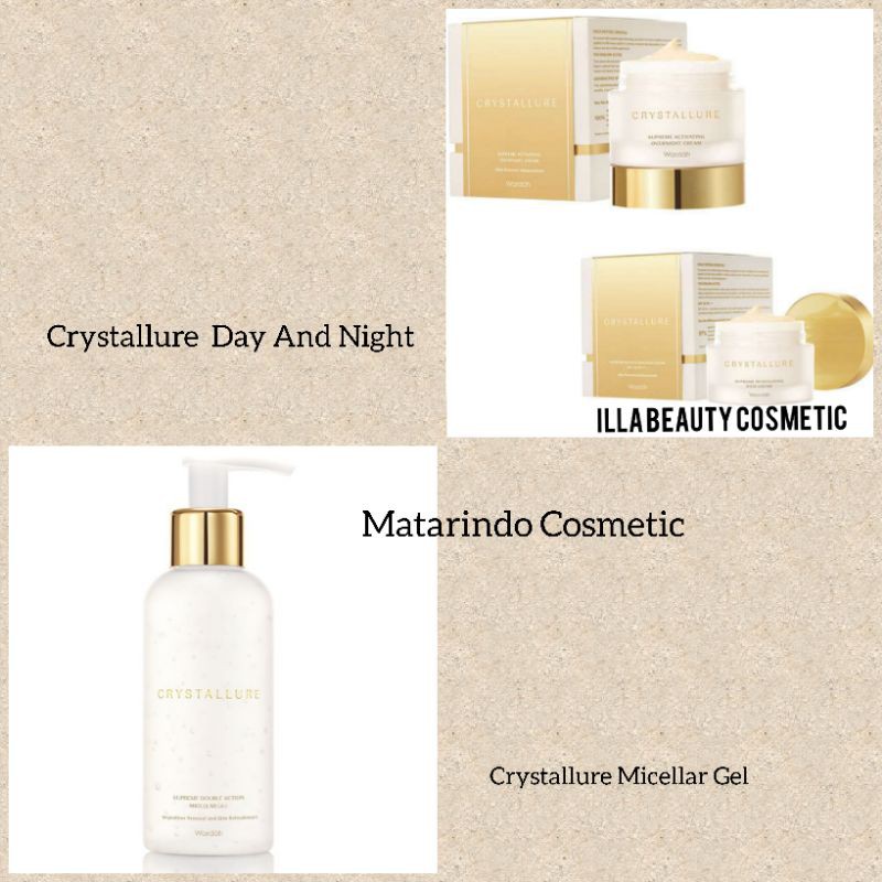 Crystallure Paket Glowing Supreme Double Action  Micellar Gell 150mll Dan Day Night Cream 50mll