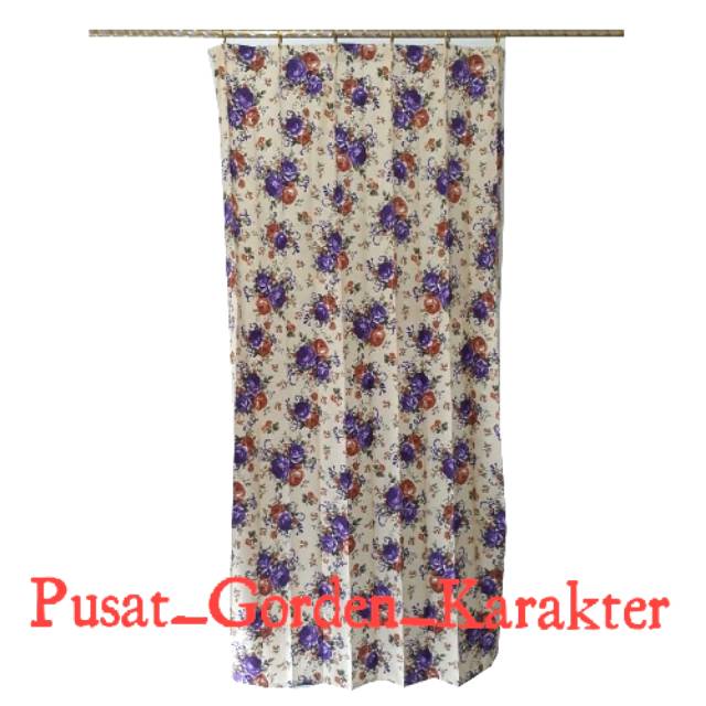 Gorden hordeng pintu kamar/jendela minimalis Shabby Ungu ukuran 100 x 190 cm