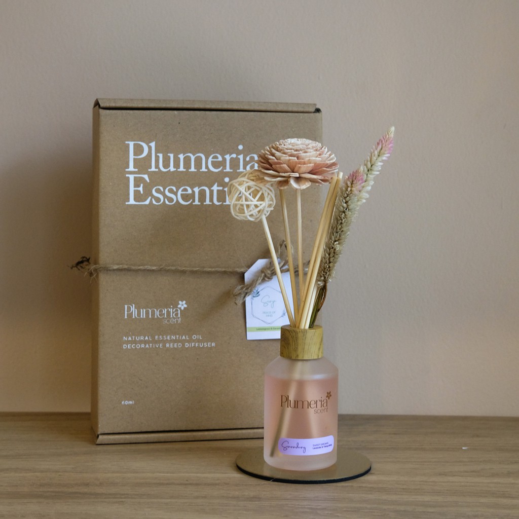 Reed Diffuser Plumeria Scent Essential Oil - Senandung Pengharum Ruangan-SIMPLE SET