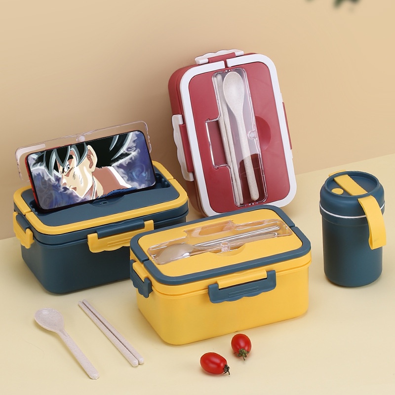Lunch Box Sekat - Kotak Bekal Gratis Sendok Garpu BPA Free