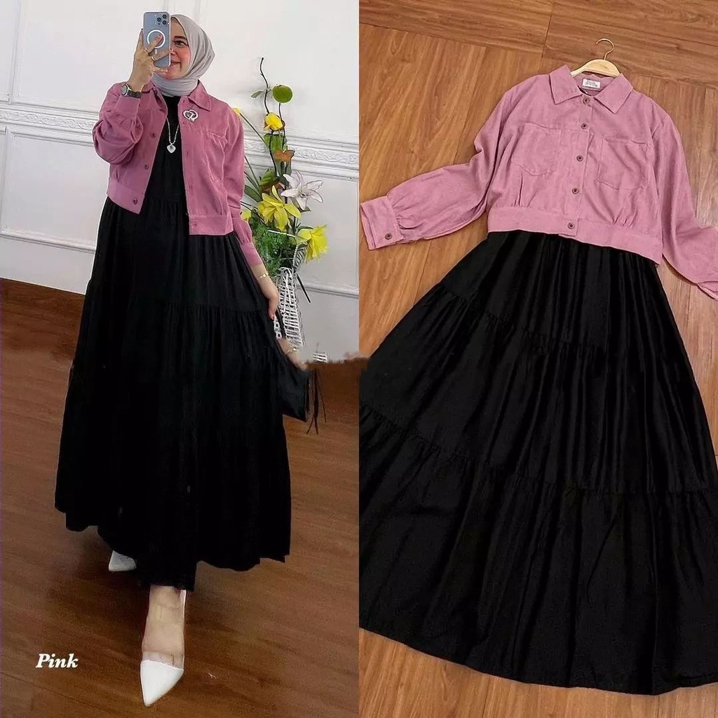 [ NEW ] Vidia Dress / Gamis Wanita Terbaru Matt Katun Rayon Mix Rami / Fashion Kekinian / Dress Murah / Terlaris / EF-3