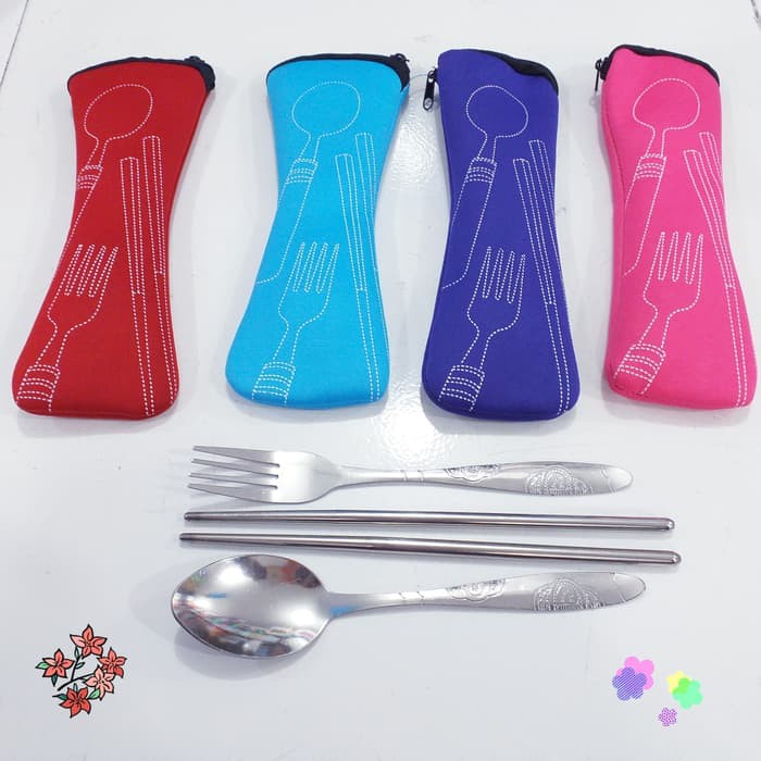 Sendok Travel Stainless/peralatan makan 1 set (sendok,garpu,sumpit)