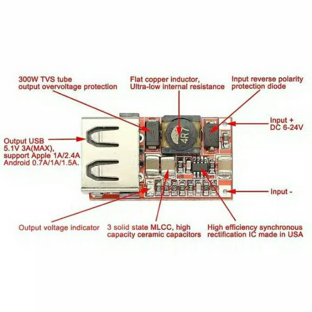 Modul Kit Cas Hp input 6-24Volt to 5Volt