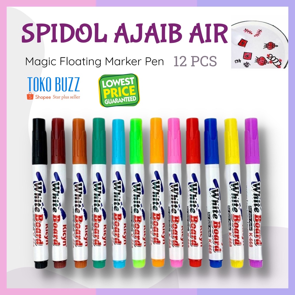 SPIDOL WARNA AJAIB AIR Magic Floating Water Marker Pen Colour 12 Warna Warni Anak Anak Papan Tulis White Board Mainan Edukasi Kreatif Murah Spidol Air Magic Mengapung