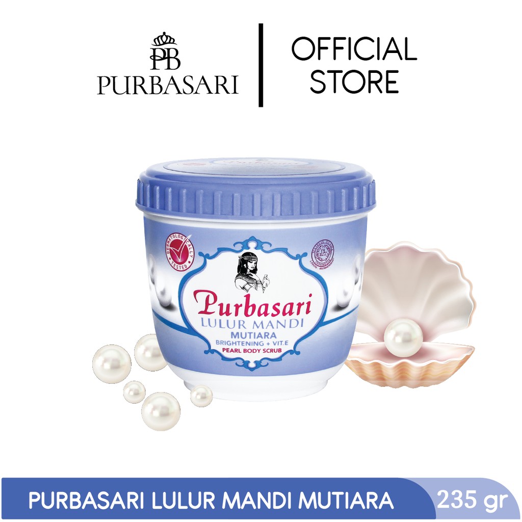 Purbasari Lulur Mandi Mutiara 235 gr Lulur Pemutih Melindungi Kulit dari Sinar Matahari