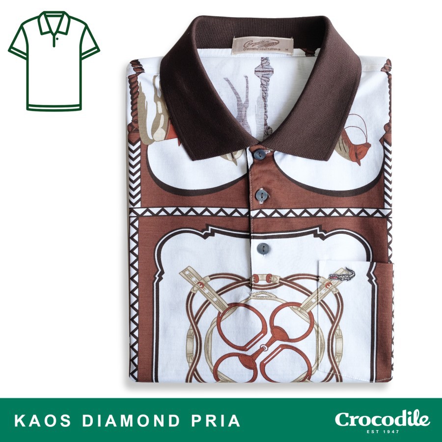 Crocodile DIAMOND 1700 Brown - Kaos Kerah Pria Men Polo Original - M
