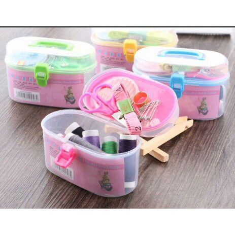 sewing Kit Box Kotak Benang Jarum Jahit Dengan 8 pcs Benang