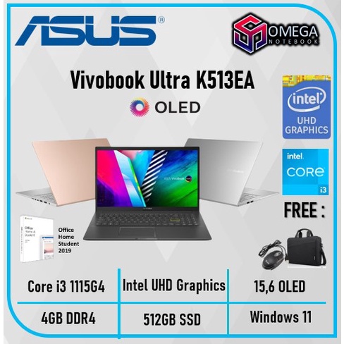 ASUS VIVOBOOK 15 K513EA OLED351 I3 1115G4 8GB 512GB 15.6&quot; FHD Windows 11 + OHS