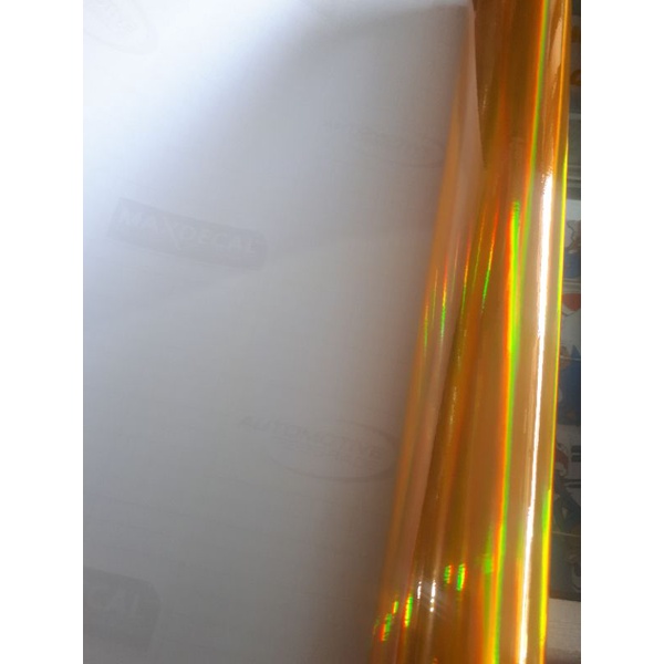 [ MAX DECAL HOLOGRAM ] SKOTLET MOTOR LASER CHROME KUNING 50CM X 1M