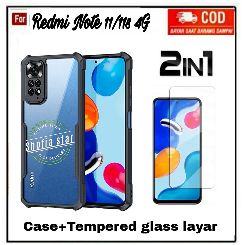 2IN1 CASE REDMI 11 11S SOFTCASE SHOCKPROOF TRANSPARAN CAMERA PROTECT CASING