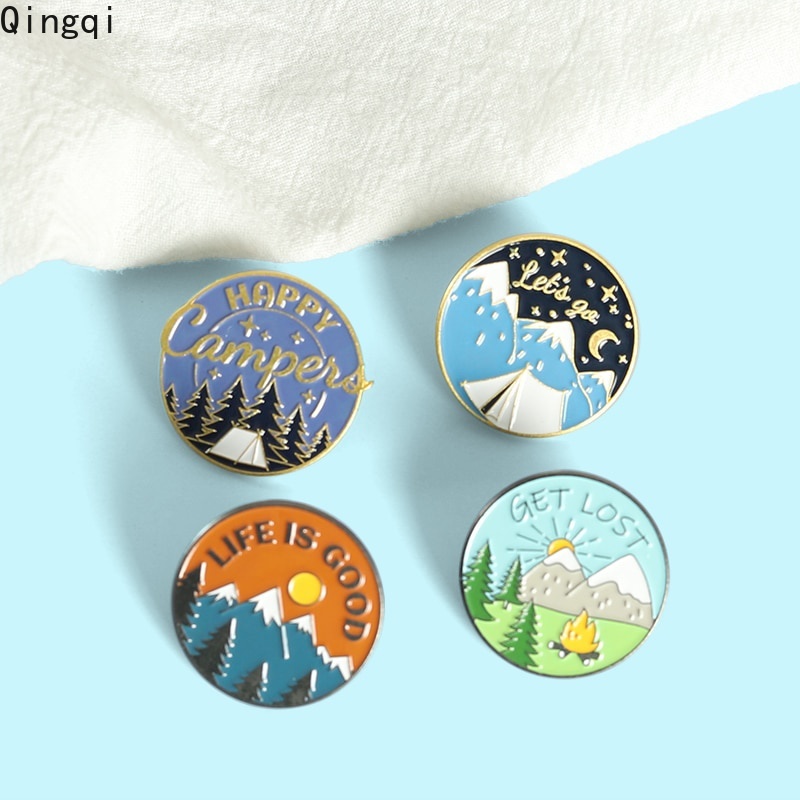 Bros Pin Enamel Bentuk Bulat Motif Kartun Tulisan Life Is Good Untuk Travel