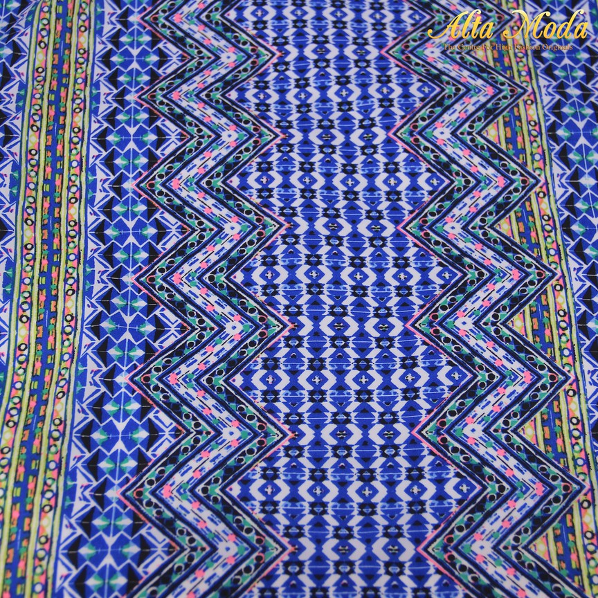 

Alta Moda Silky Satin Italy Zigzag Abstrack Warna Biru (1M)