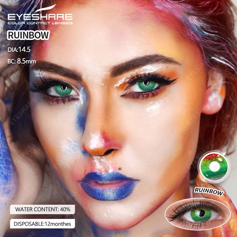Eyeshare Putih Black Softlens 1Pasang 14.5mm Lensa Kontak Cosplay Softlen