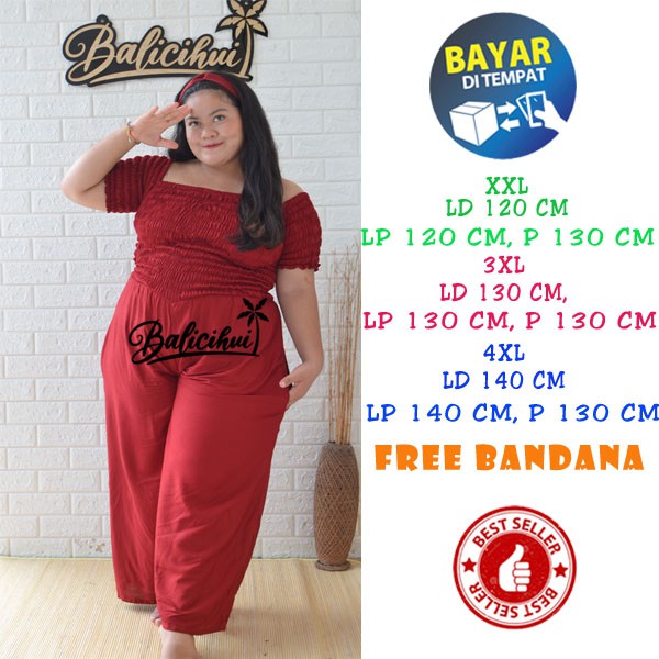 Balicihui Jumpsuit Sabrina Jumbo Big Size Plus Size Jamsut Jamsuit Panjang Wanita