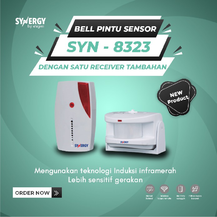 [ORIGINAL] Bel Pintu/DoorBell Wireles SYNERGY by shigen sensor infrared SYN-8323