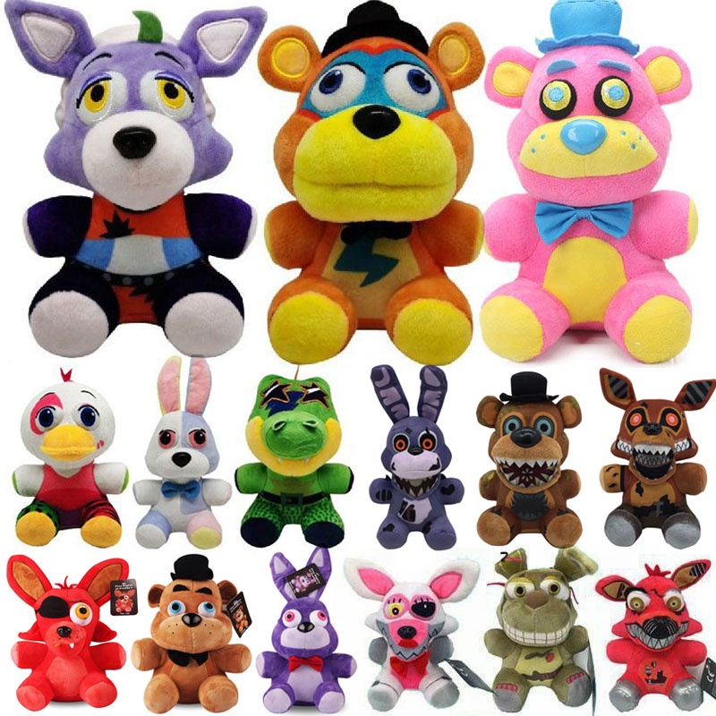 Mainan Boneka Plushie FNAF Foxy Chica Bonnie Golden Freddy Ukuran 25-15cm 1 2 4 5 Untuk Anak Perempuan