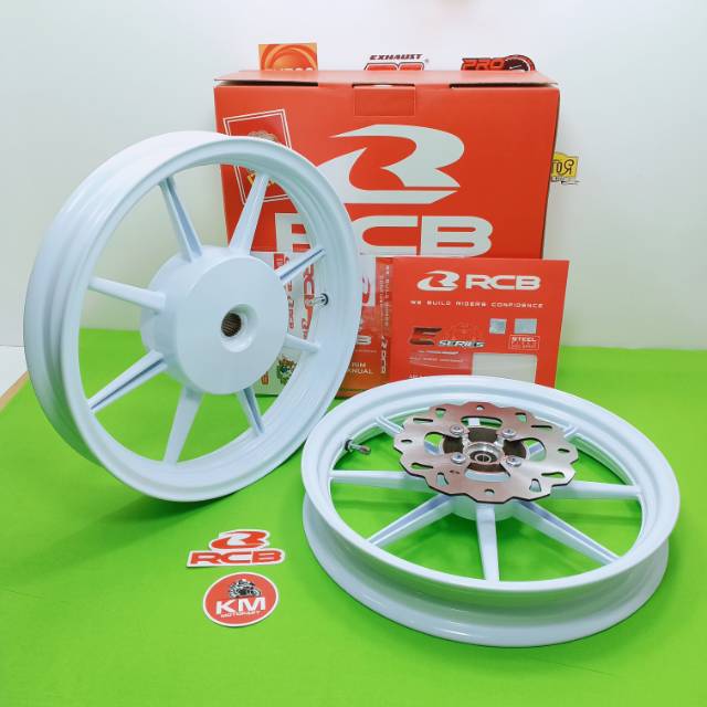 VELG RCB SP.811 (WHITE) R*14 SET + DISC BRAKE E.SERIES RCB - VARIO.125/150 OLD/NEW - HARGA SET