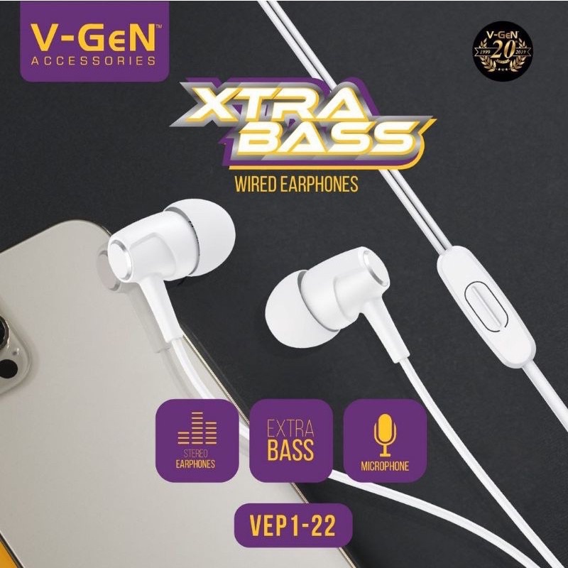 GROSIR HANDSFREE VGEN VEP1-22 ORIGINAL EXTRA BASS EARPHONE