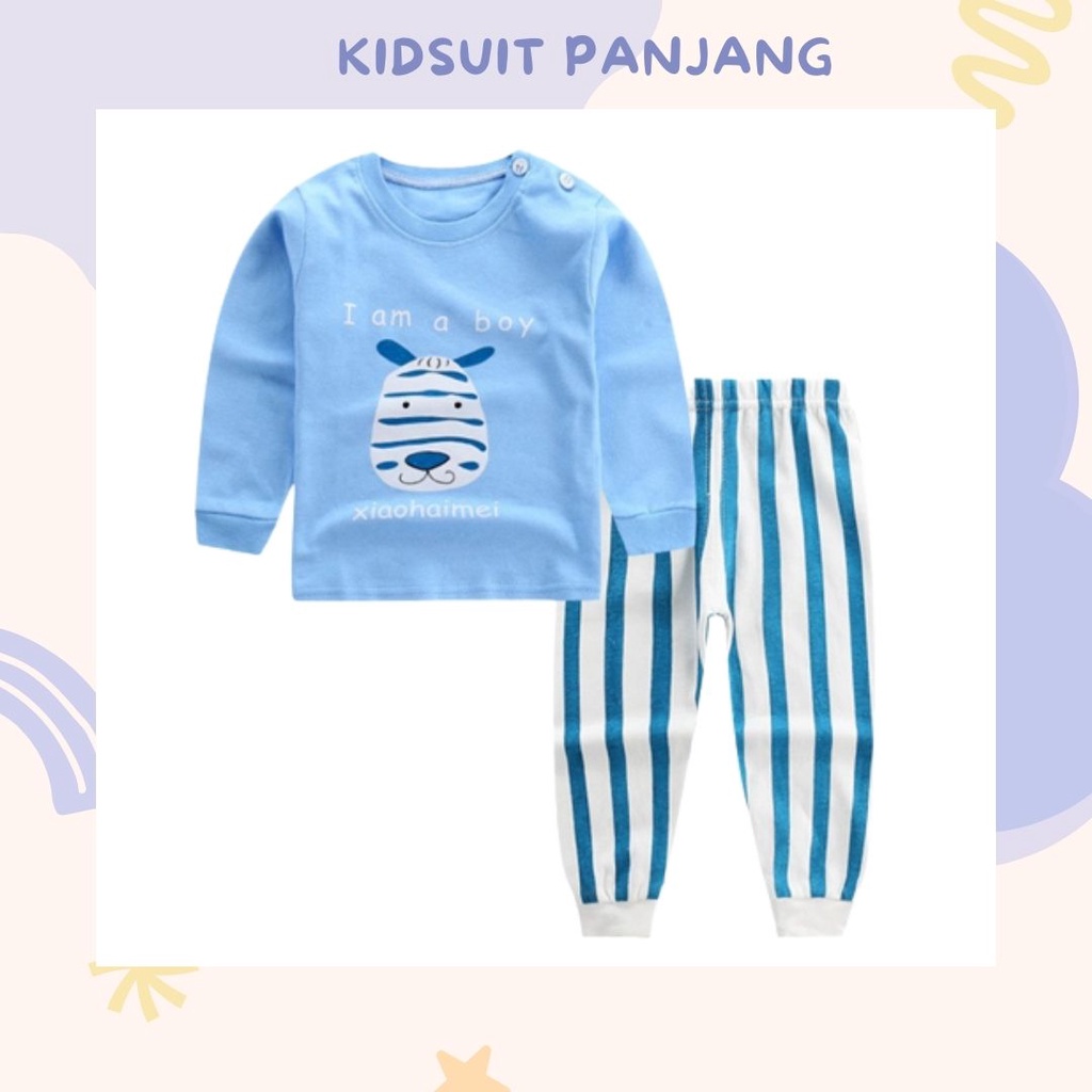 HappyOliver KIDS SUIT PIYAMA PANJANG Setelan Anak Bahan Kaos Celana Berkualitas Import cewek cowok H1-1