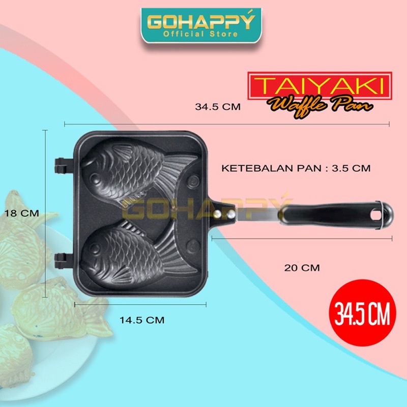 Cetakan TAIYAKI WAFEL MAKER Teflon Marble Cetakan Kue Dua ikan teflon Anti lengket Waffle bungeoppang pan japan