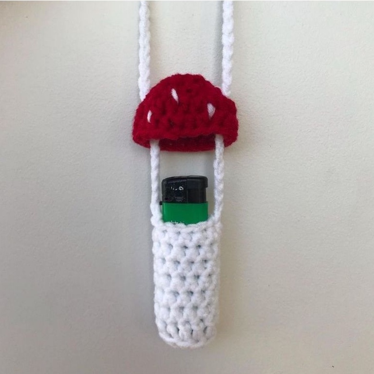 Kalung rajut mushroom tempat korek api/vape