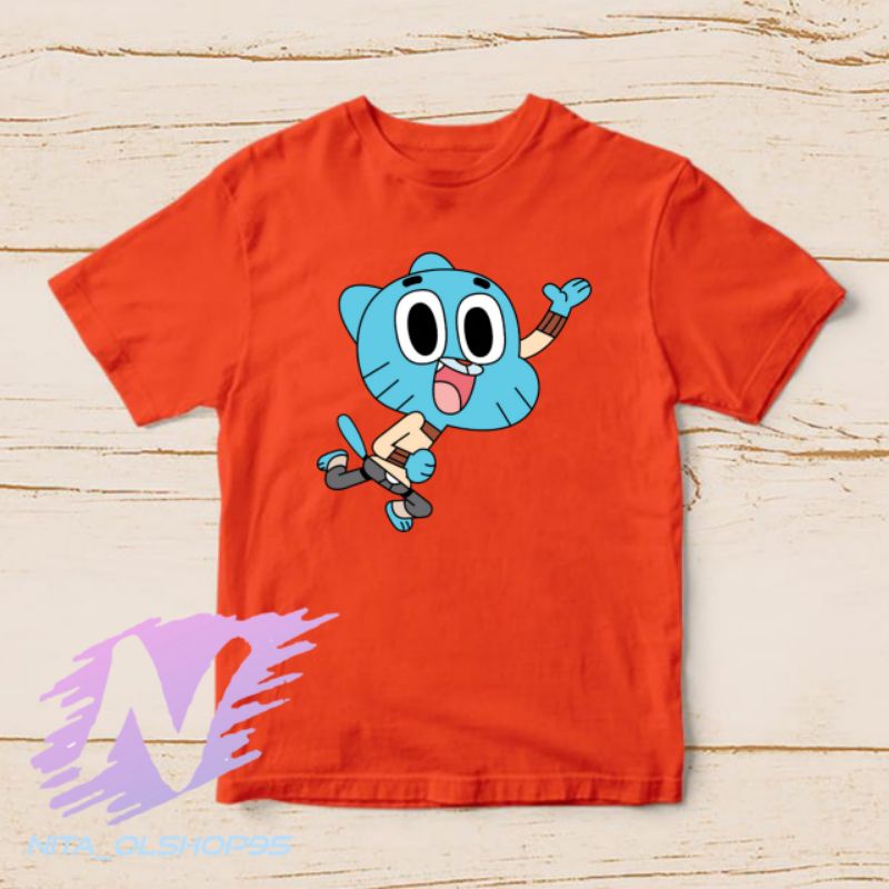 baju kaos anak karakter gumbal the amazing world of gumball