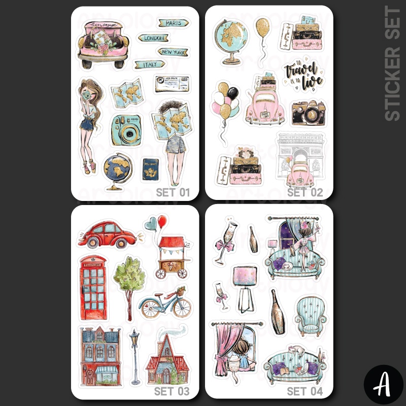 

Set Sticker Planner Jurnal Bullet Journal Bujo DIY Lucu Imut Stiker Travel Valentine Sekolah Label Tahan Air Water Resistance Sticker Set