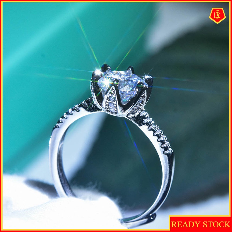 [Ready Stock]2 Karat Moissanite Lotus Open Ring