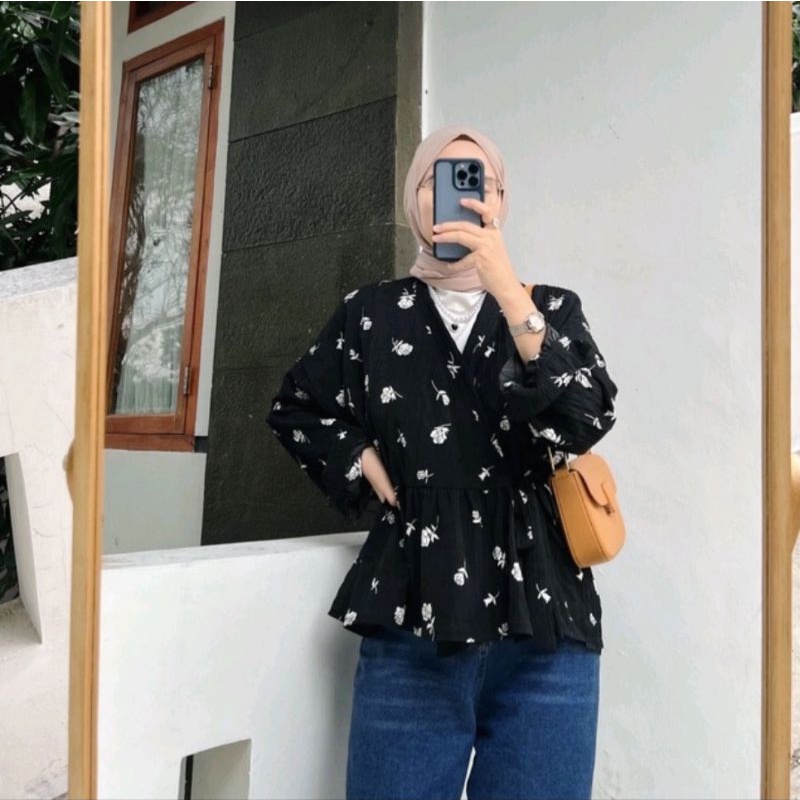 Kimono Crinkle Blouse by Outfix (jual rugi)