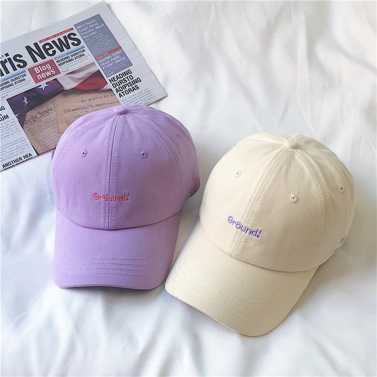 Topi Baseball Motif Bordir Tulisan Gaya Korea