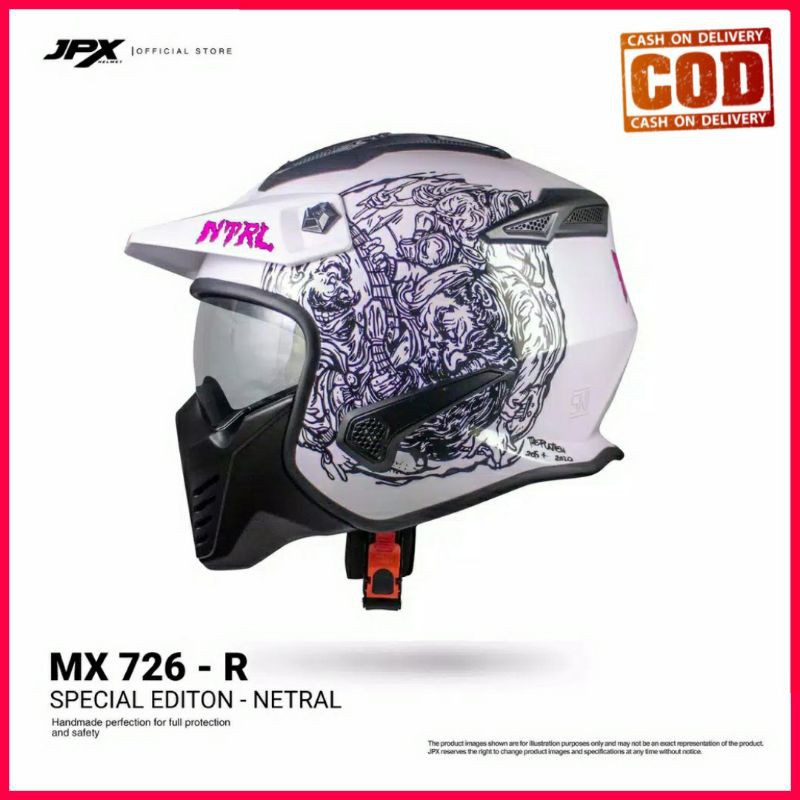Helm JPX Full Face MX-726R Special Edition Ft Netral Band ( Retro / Modular / Klasik )