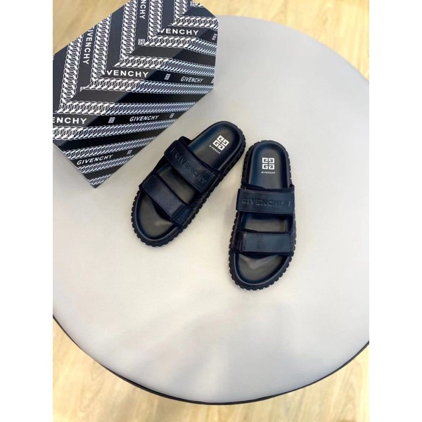 sendal flat selop cowok gchy sandal mirror pria hitam men slippers P1SHOES