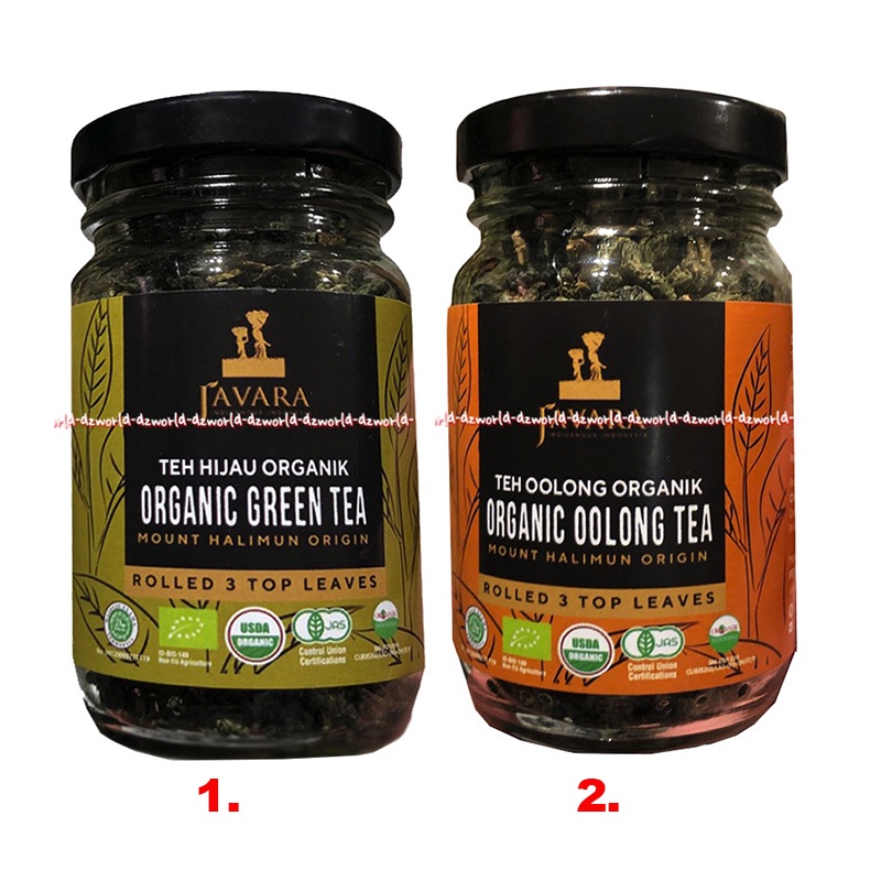 Javara Teh Hijau Teh Oolong Organik Organic Oolong Tea Green Tea Mount Jafara Kemasan Botol Kaca