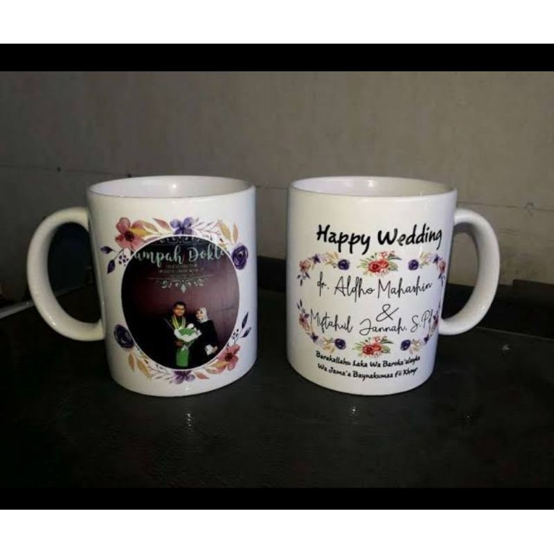 mug putih souvenir pernikahan ultah mengenang graduation pengajian baby born shower mitoni