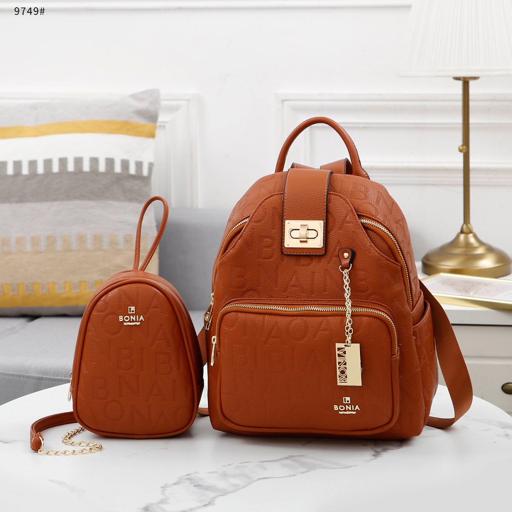 New Item !  Leather Embossed Backpack #9749