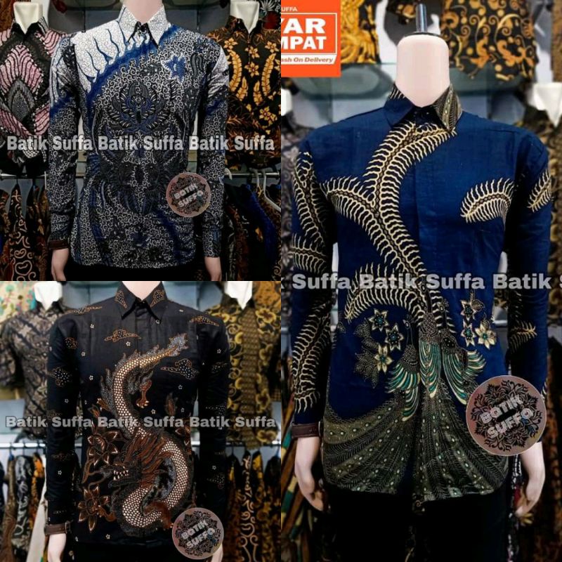 Baju batik Pria Slimfit Big Size M L XL XXL Atasan Kemeja Batik Lengan Panjang Original