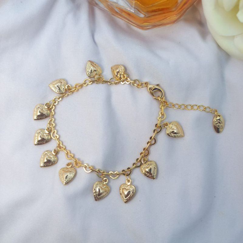 gelang rante motif love zirconia gelang rantai gelang rantai wanita gelang xuping gelang lapis emas 