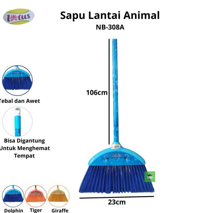 ✅Populer Anekahouseware Sapu Lantai Animal NB-308A Lotus - Dolphin