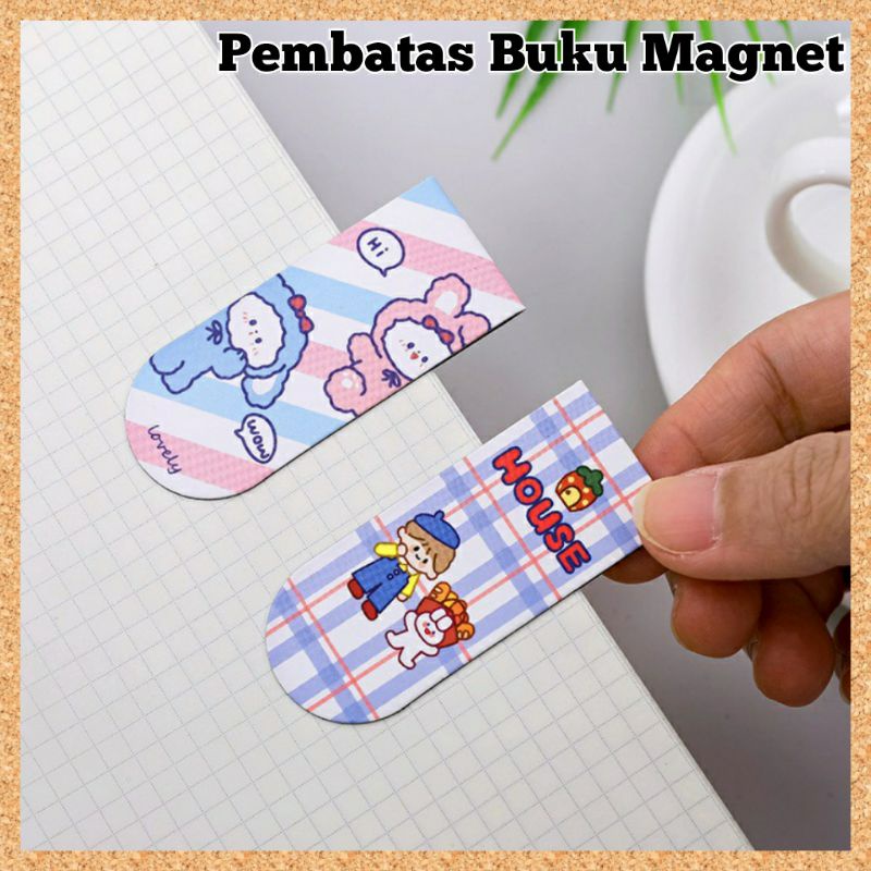 Pembatas Buku Magnet Satuan Bookmark Magnet Sticky Note Motif Korea