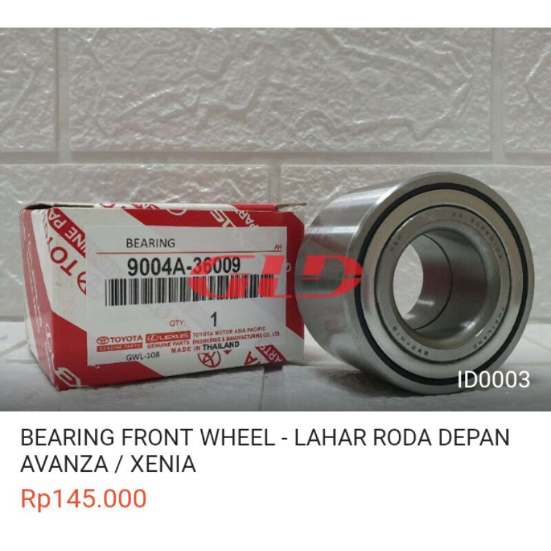Bearing/Lahar roda depan ory avanza xenia