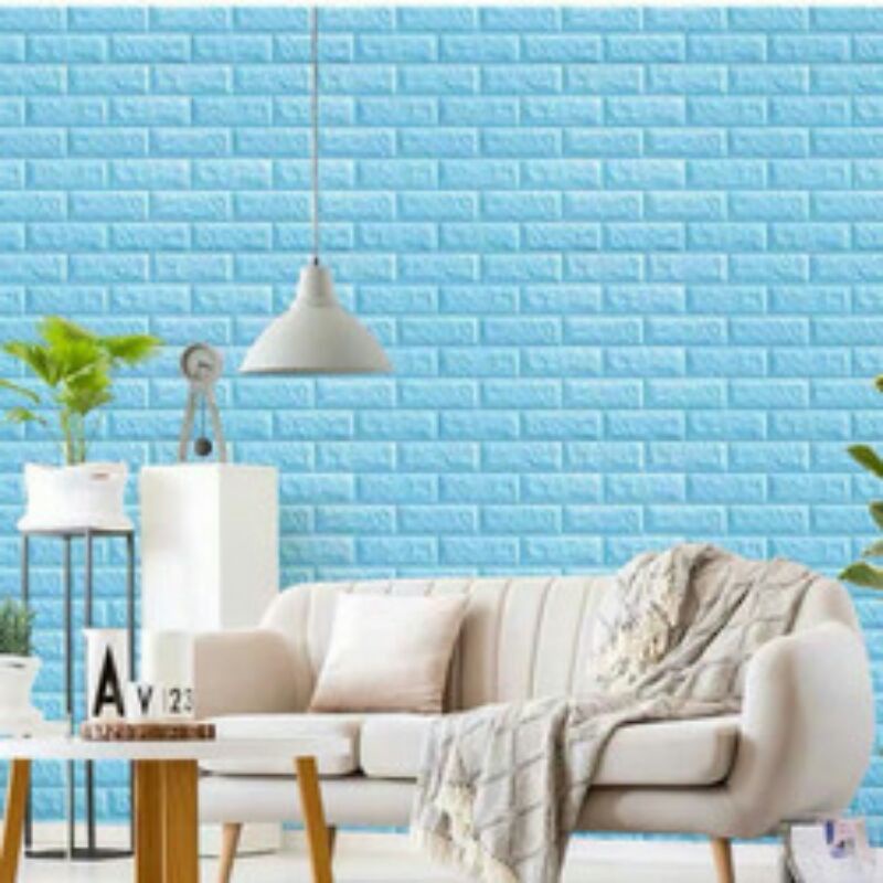 wallpaper dinding batu bata 3D 70x77cm wallpaper batu bata timbul wallfoam high quality-7