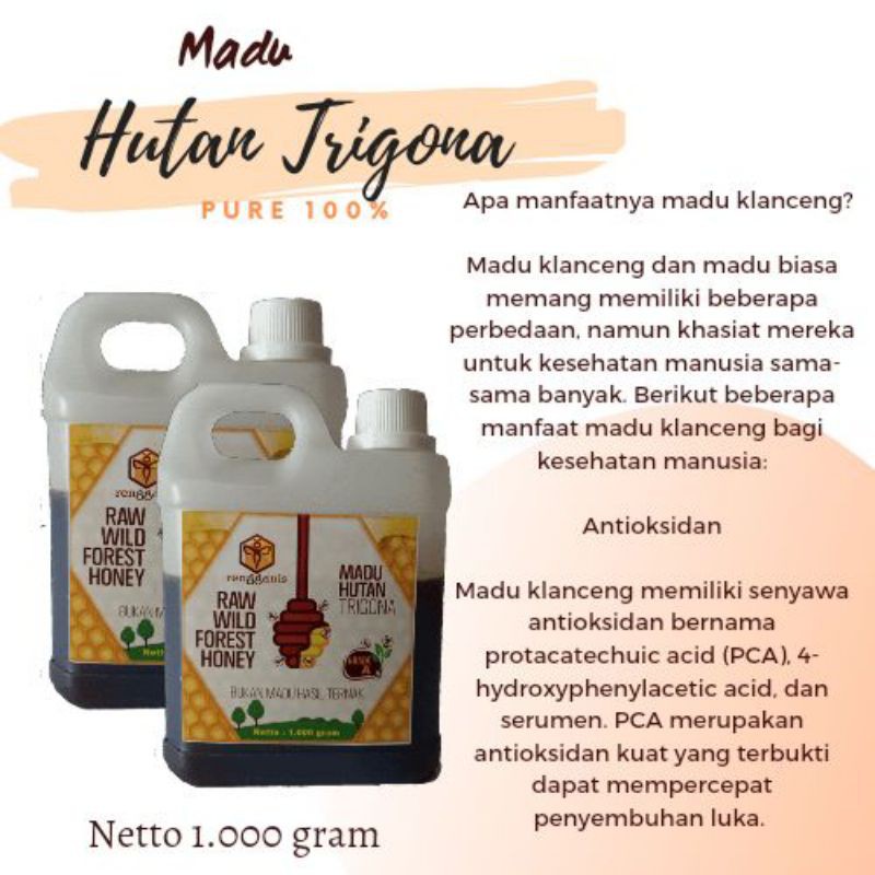 

madu hutan Trigona lanceng murni 100%