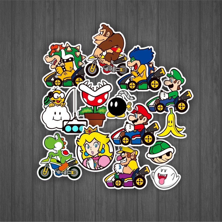 

Sticker Vinyl Mario Bros 14 Pcs Handphone Tumblr Gitar Laptop