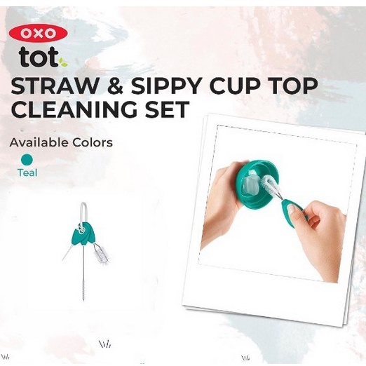 Oxo Tot Straw &amp; Sippy Cup Top Cleaning Set Spout Botol Sikat Brush Travel Size Friendly