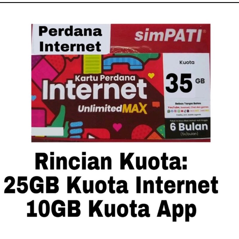 perdana simpati 35Gb unlimited max kuota internet 35Gb