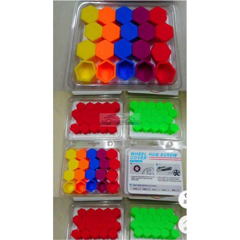 Tutup Cover Glow In The Dark Buat Sekrup Ban Mobil Warna Warni 1 SET 20PCS