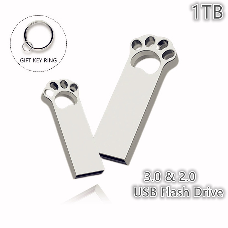 Flash Disk USB 2.0 1TB Bentuk Telapak Kaki Kucing Bahan Metal