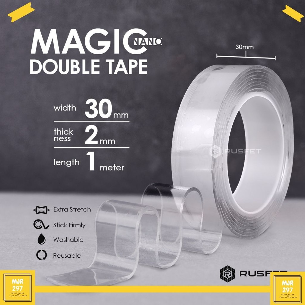 

DOUBLE TAPE ISOLASI BENING DUA SISI AJAIB TRANSPARAN KUAT