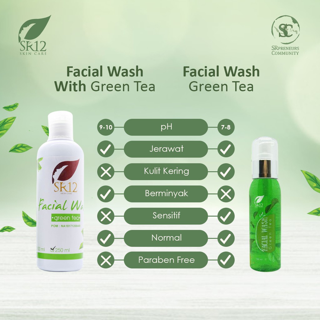 SABUN WAJAH GREEN TEA SR12 BPOM / MENCERAHKAN WAJAH / FACIAL WASH GREENTEA / SABUN SEMUA JENIS KULIT