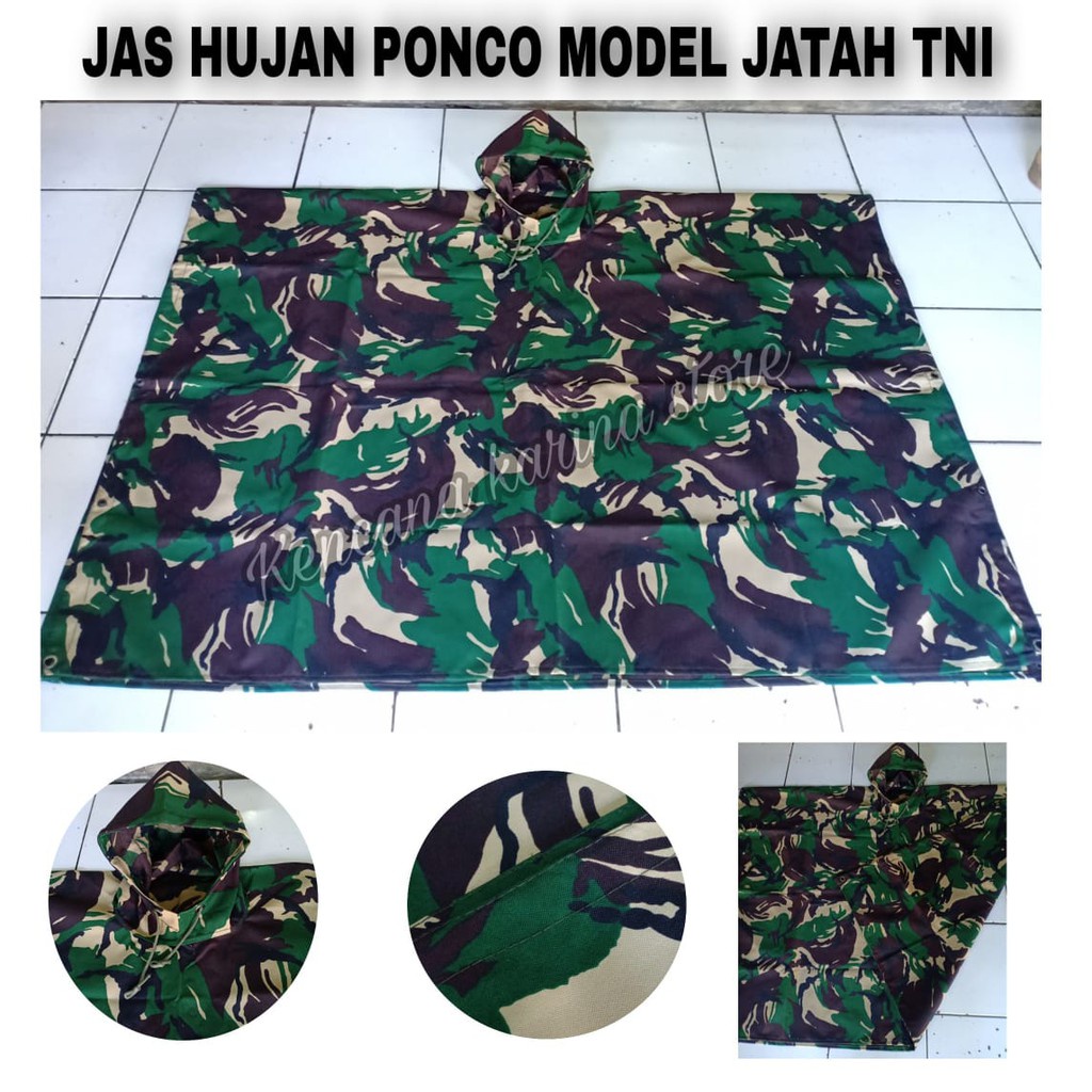 jas hujan ponco loreng army mantel hujan